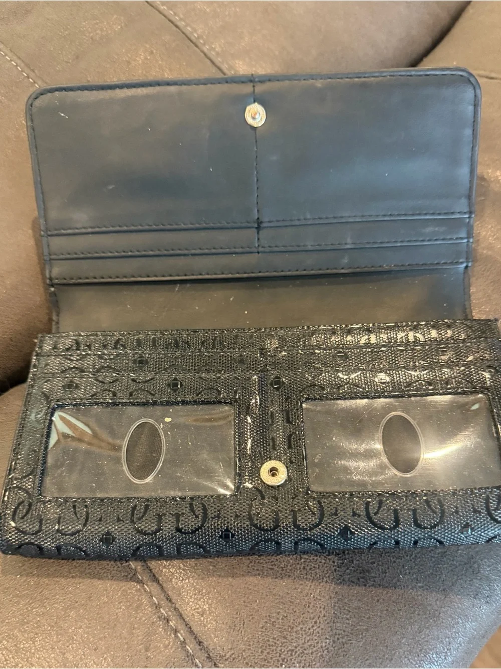 GUESS Black Logo Quilted Flap Wallet with Gold Hardware